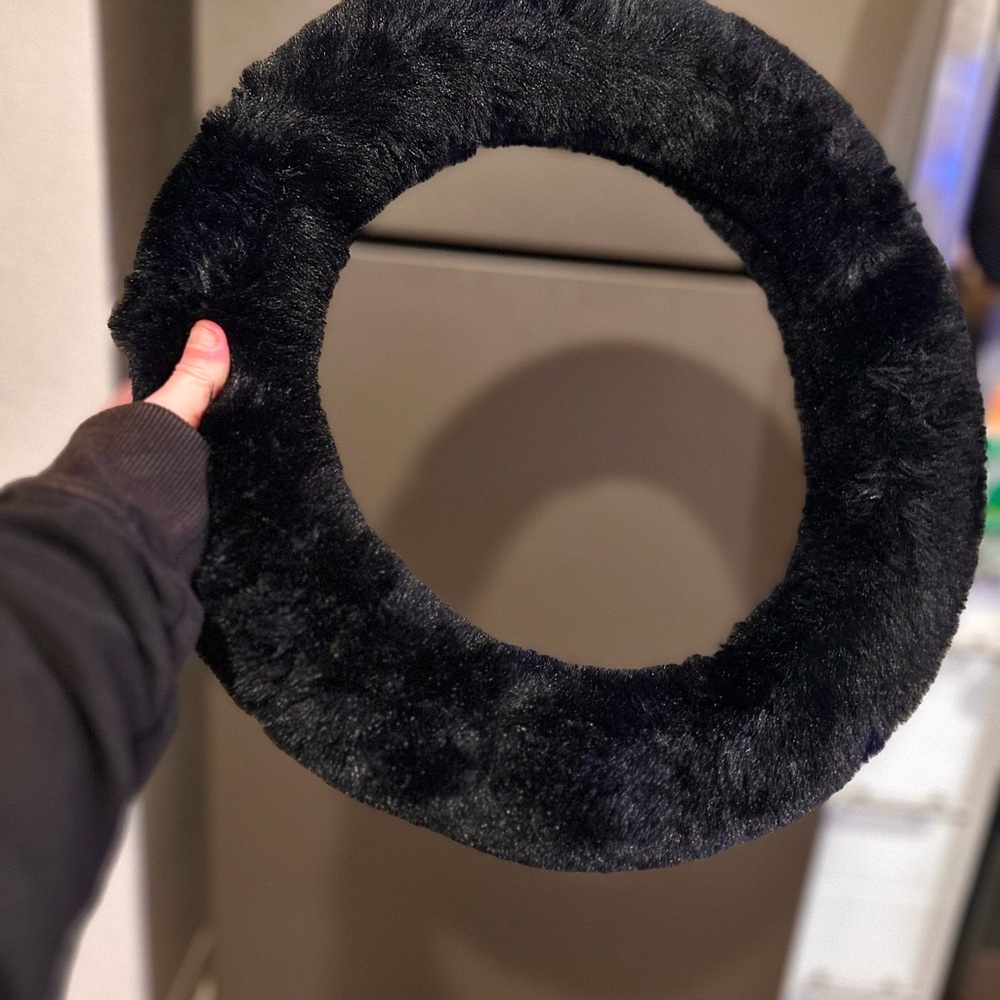 Plush Black Steering Wheel Cover